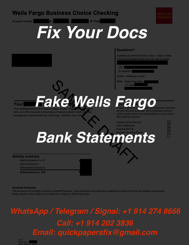 fake wells fargo bank statement